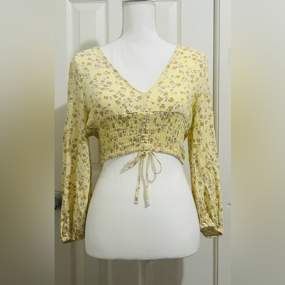 Love Tree Yellow Floral Crop Top